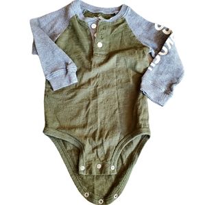 Infant Long Sleeve Logo Onesie, Green